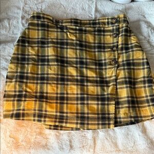 Hollister Yellow and Black Plaid Mini Skirt